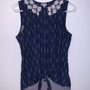 Tie front button up Captain America Shield Tank